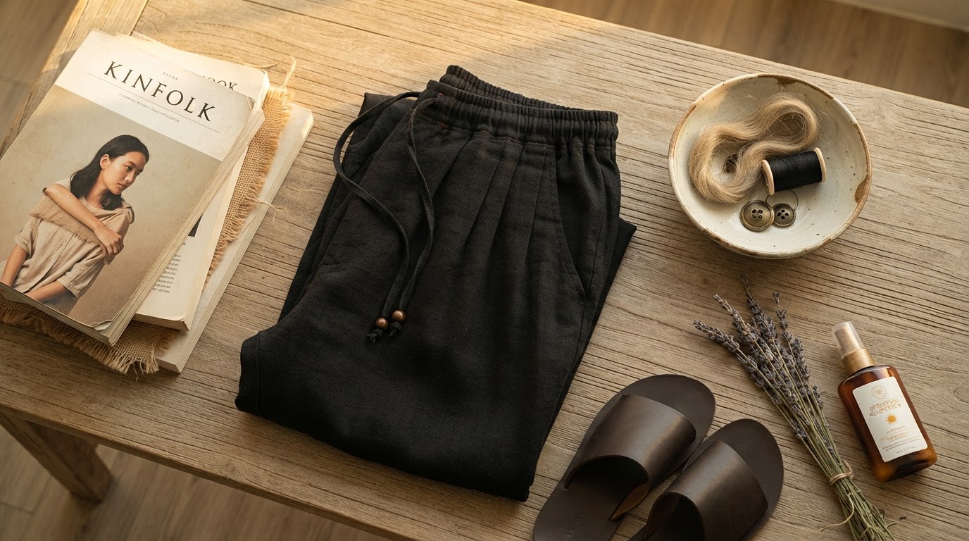 Choosing Flax Pleated Wide Pants With Drawstrings for Summer
