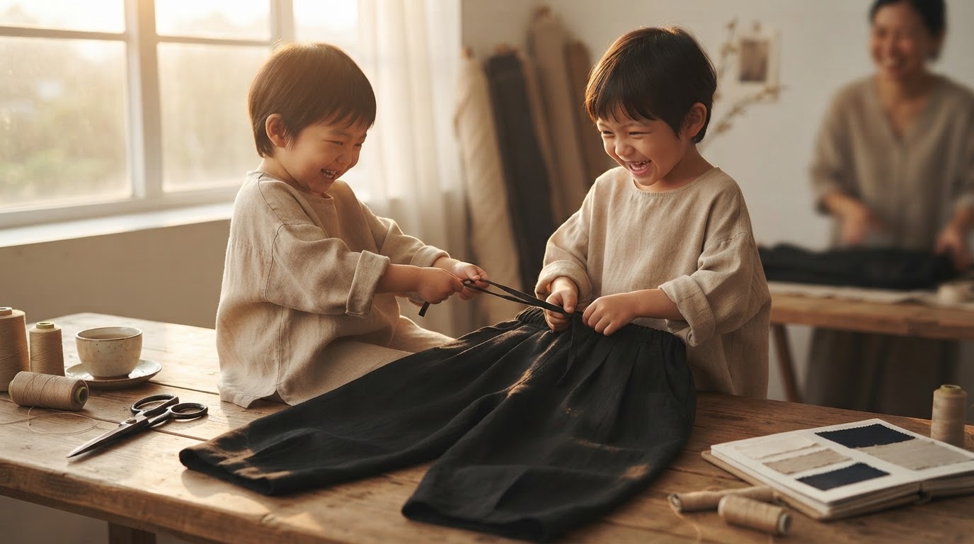 3-Axis Framework for Flax Pleated Wide Pants With Drawstrings