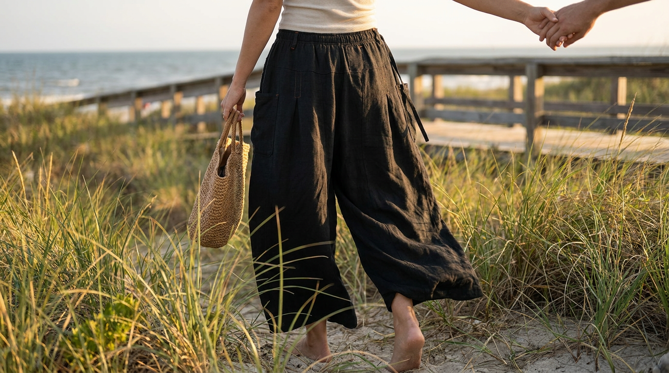 Mastering the Fit: Flax Pleated Wide Pants With Drawstrings