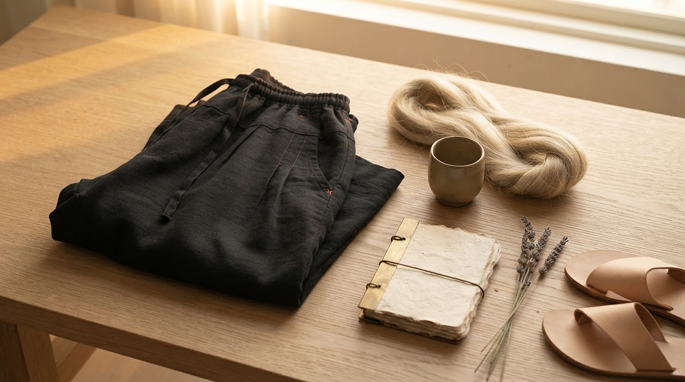 Optimizing Airflow with Flax Pleated Wide Pants With Drawstrings