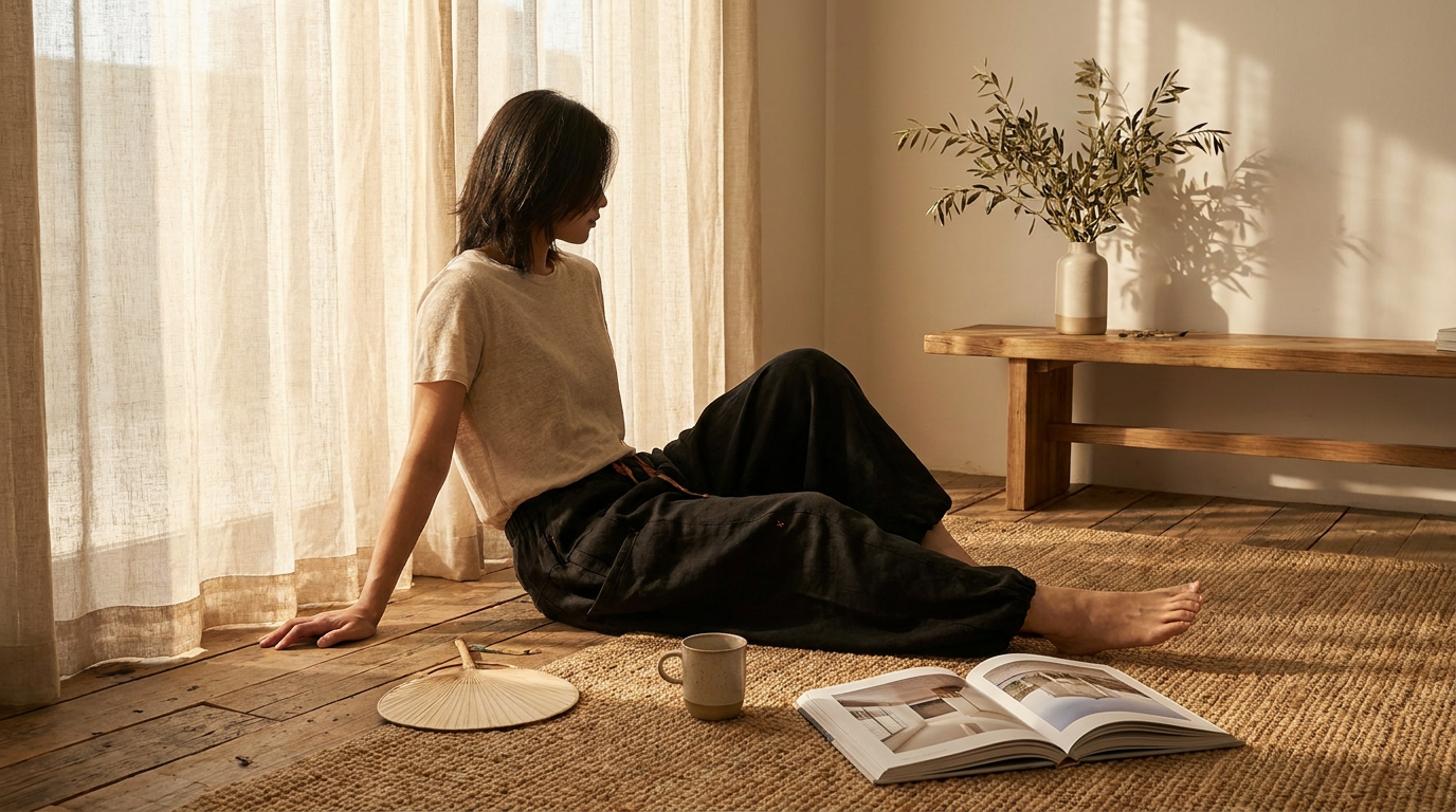 Optimizing Airflow and Form in Flax Pleated Wide Pants