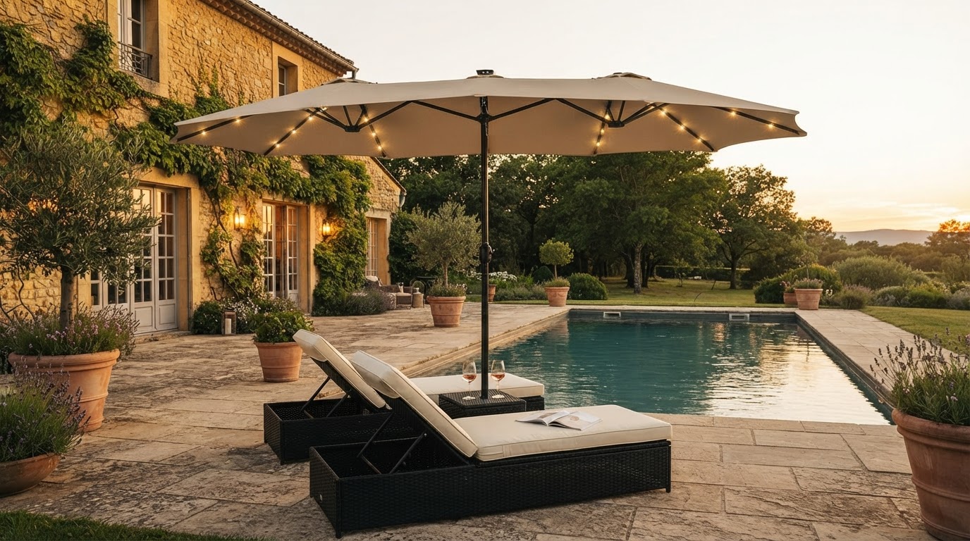 Autlaycil 13ft Solar Umbrella Sale vs Solar Lights Umbrella