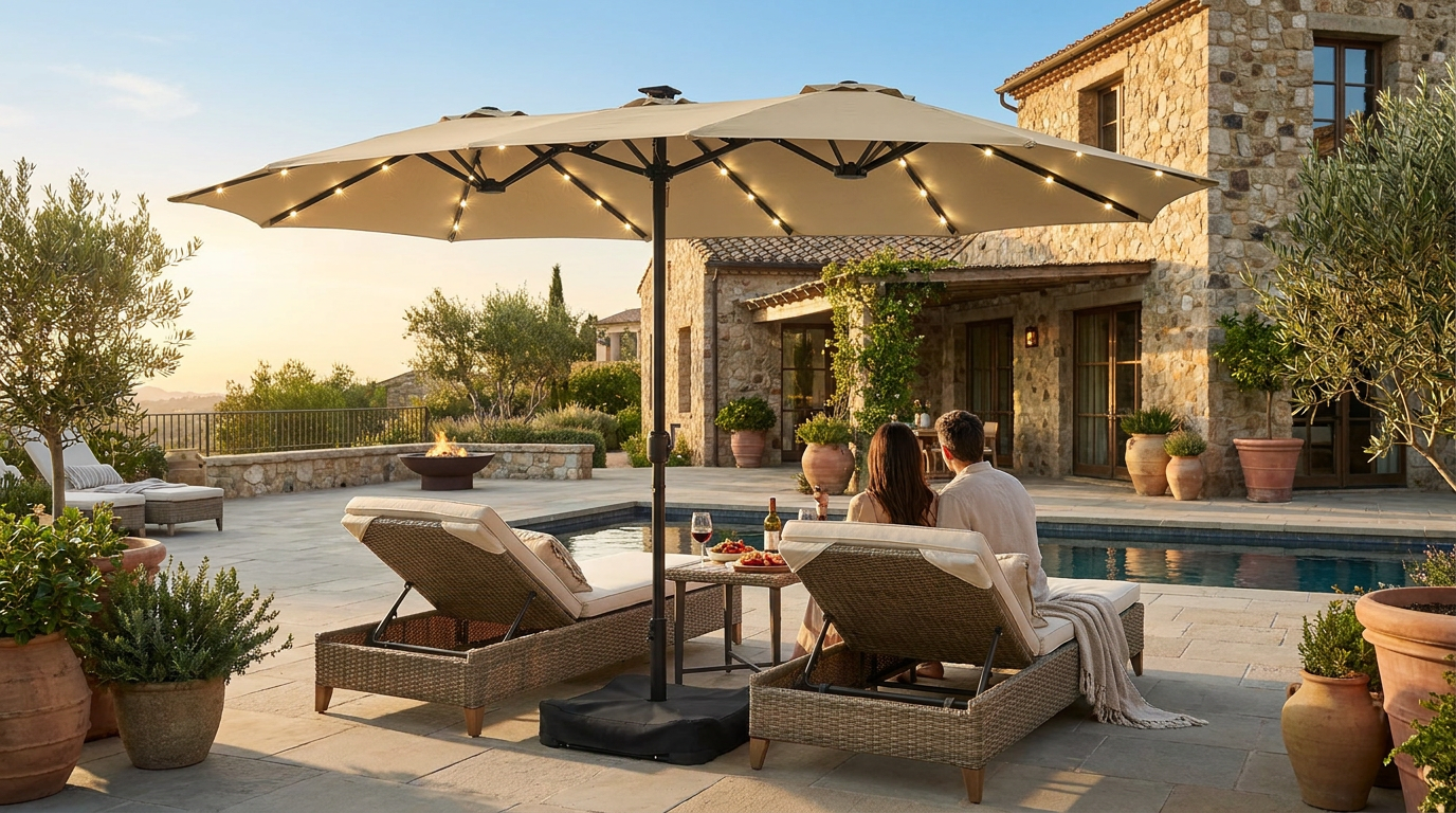 Solar Lights Umbrella vs. allen + roth Cantilever Deal