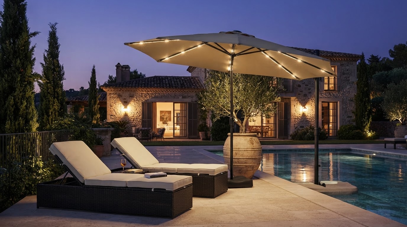Solar Lights Umbrella Cantilever Lighting Performance