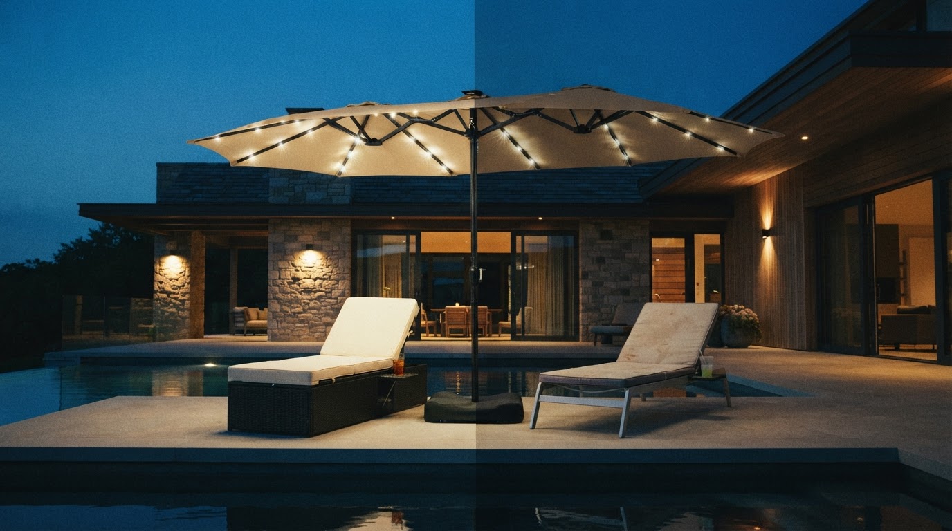 Solar Lights Umbrella Efficiency in Modern Patios