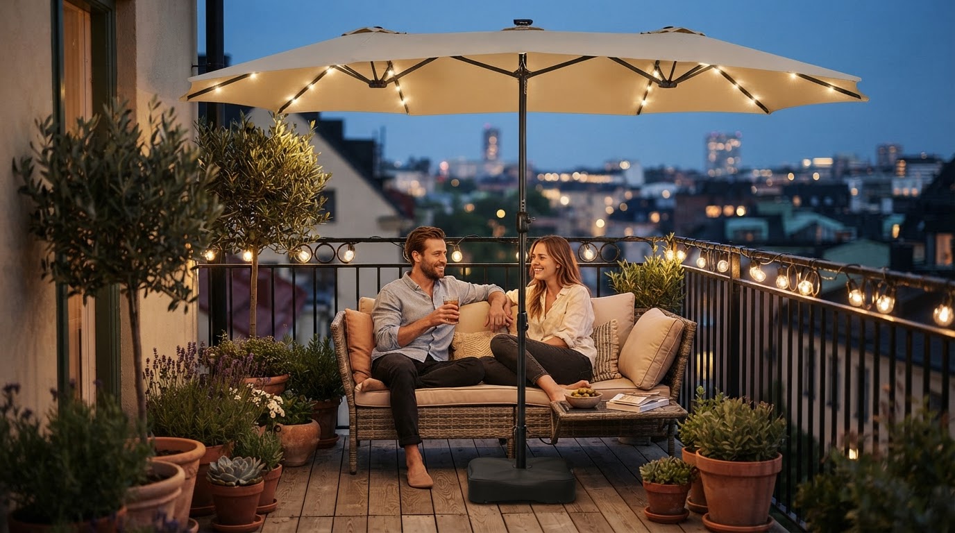 Solar Lights Umbrella Solutions for Compact Balconies
