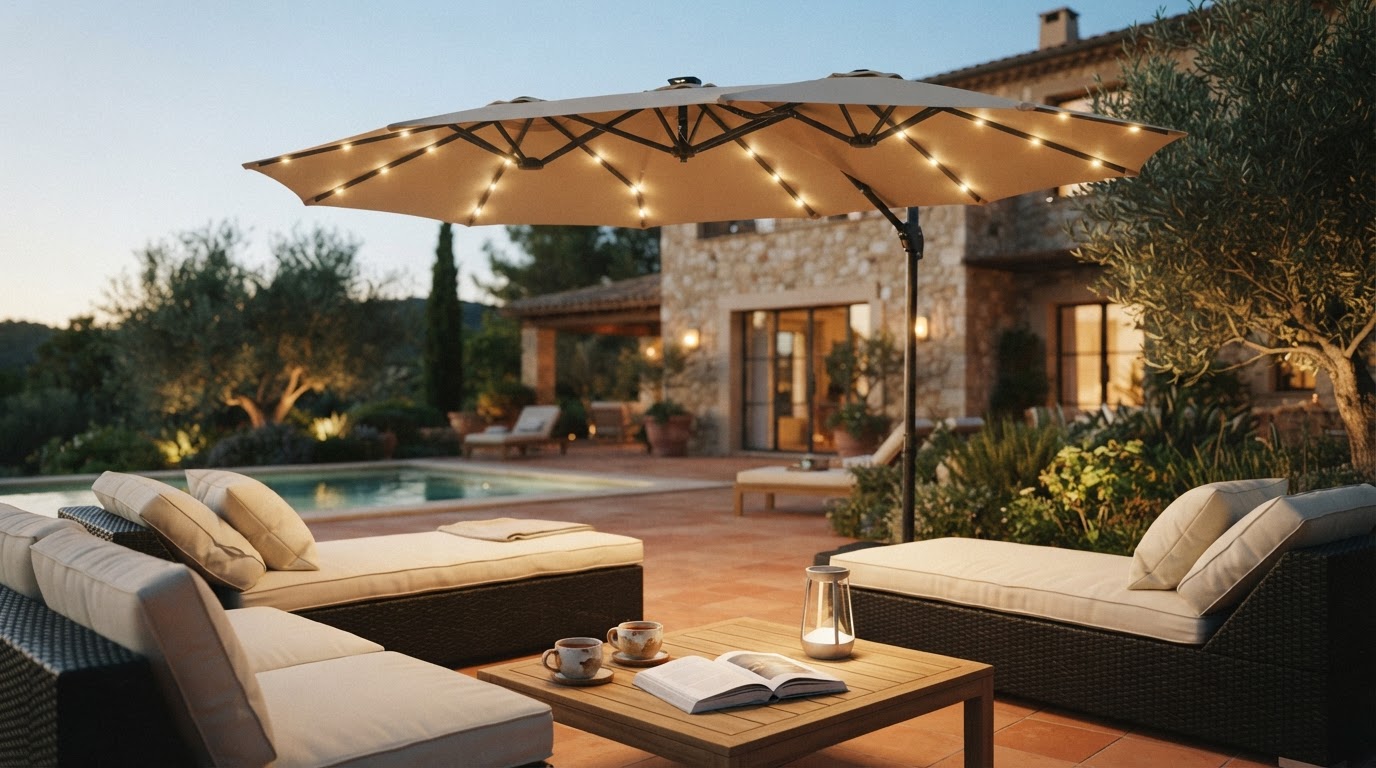 Solar Lights Umbrella Utility for Cantilever Spaces
