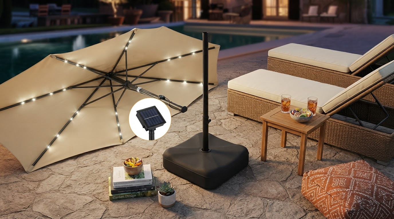 Solar Lights Umbrella Utility for Modern Patios