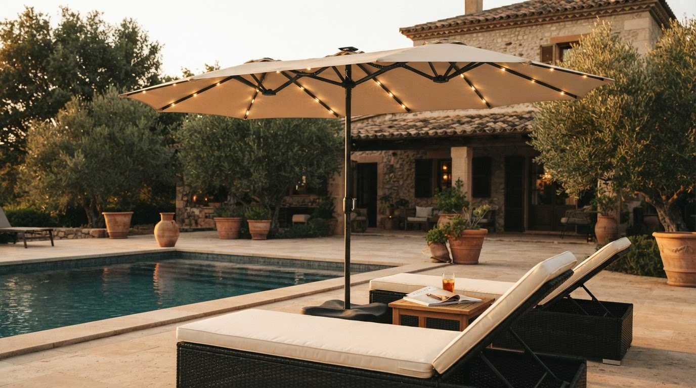 Solar Lights Umbrella Utility vs. $34 Tassel Parasols