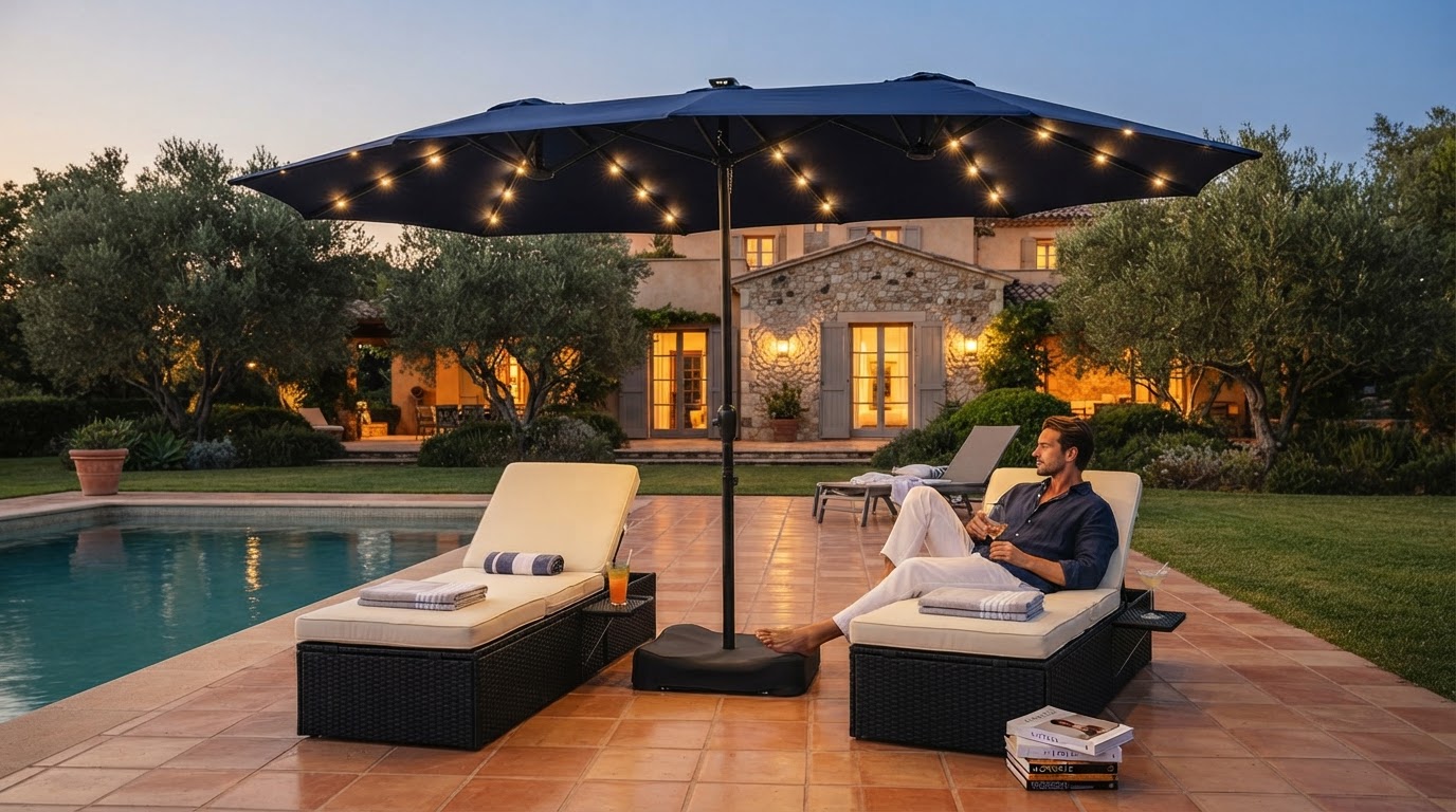 Sonkuki Cantilever Sale Meets Solar Lights Umbrella Quality