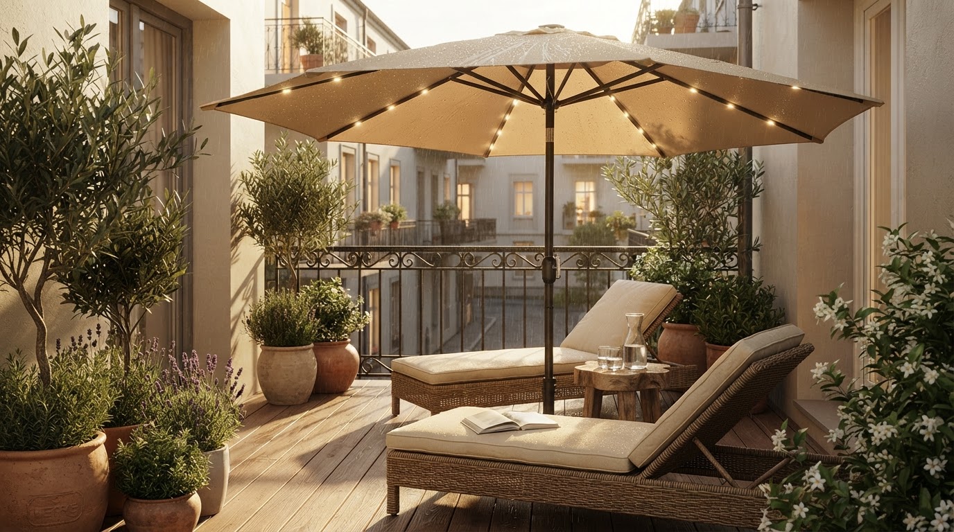 Are Solar Lights Umbrella models waterproof for balconies?