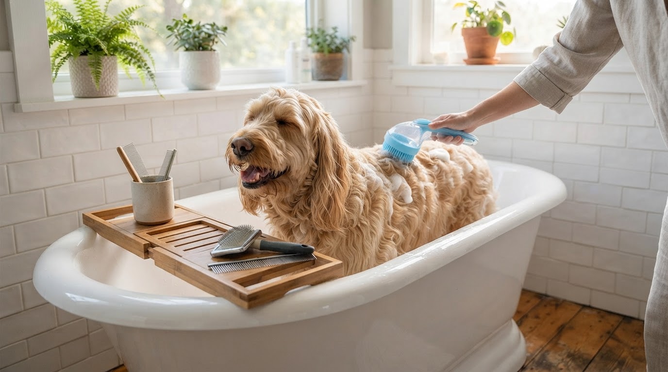 Which Pet Shampoo Brush handles long haired dogs best?