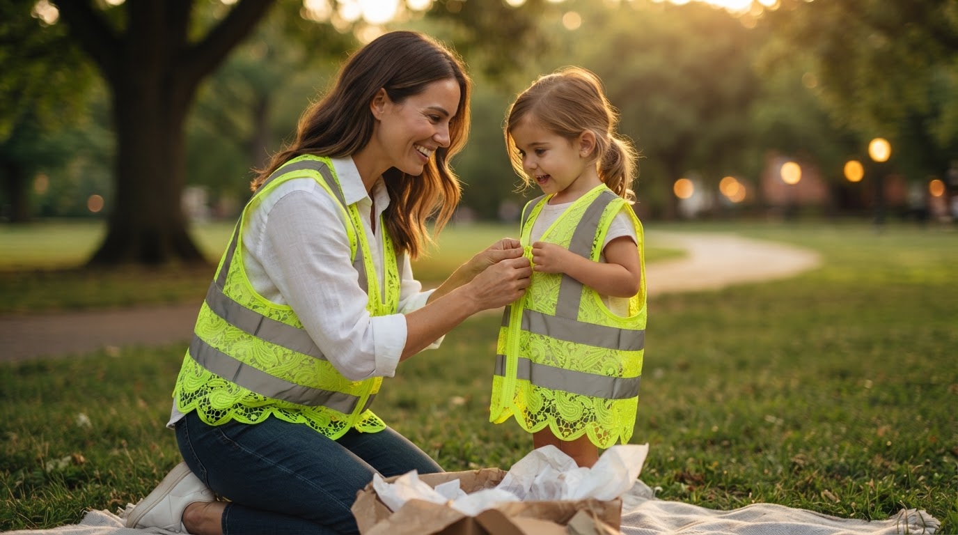 Lace Reflective Vest With Zipper Visibility Standards
