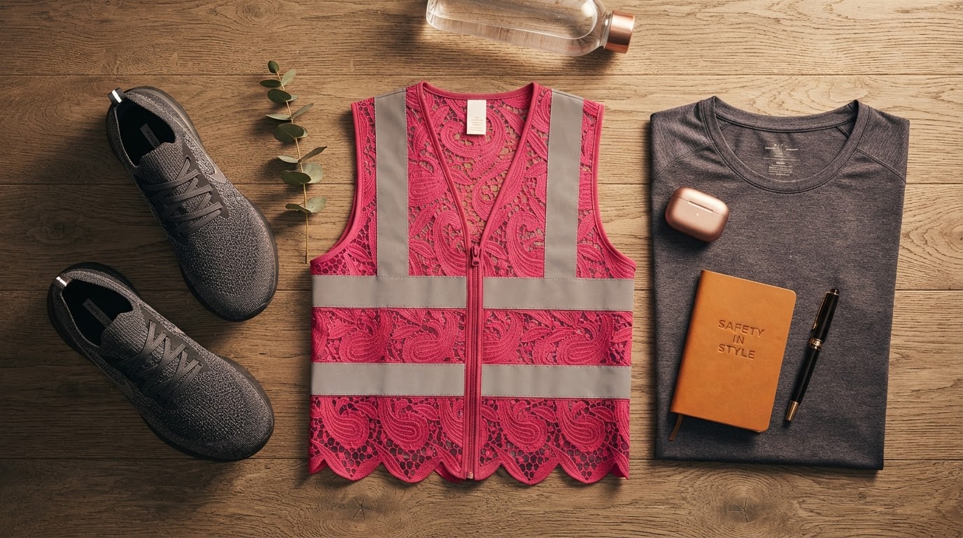 Lace Reflective Vest With Zipper for High-Visibility Fashion