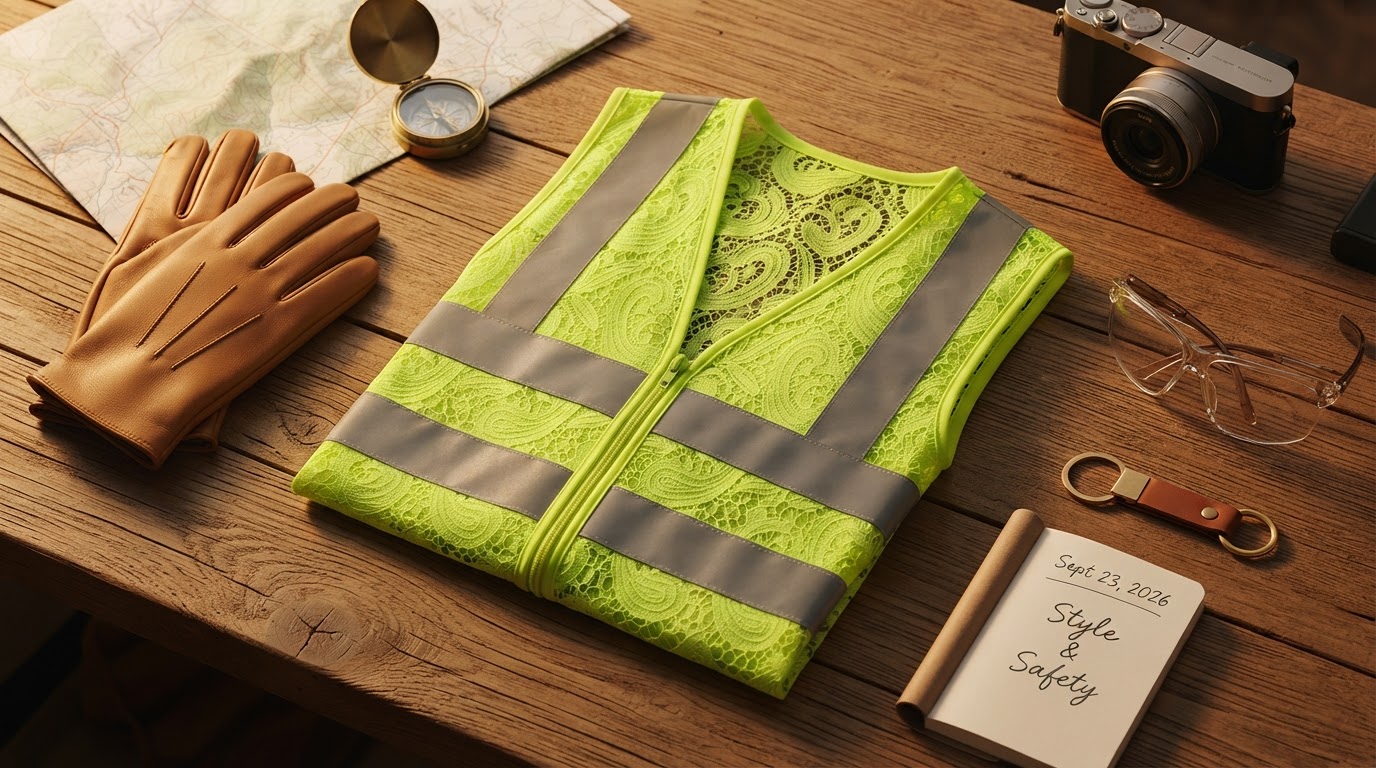 Lace Reflective Vest With Zipper for Women