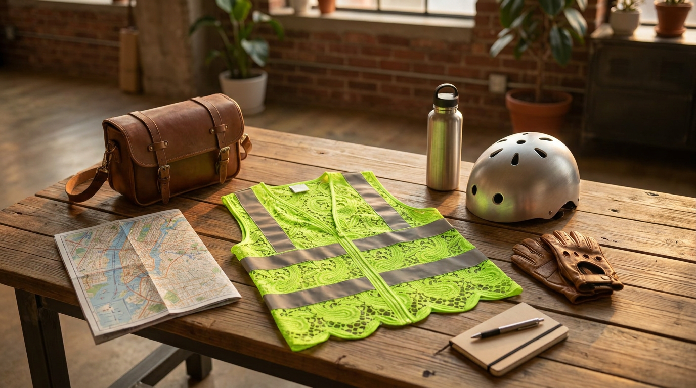 Lace Reflective Vest With Zipper for Urban Commuter Safety