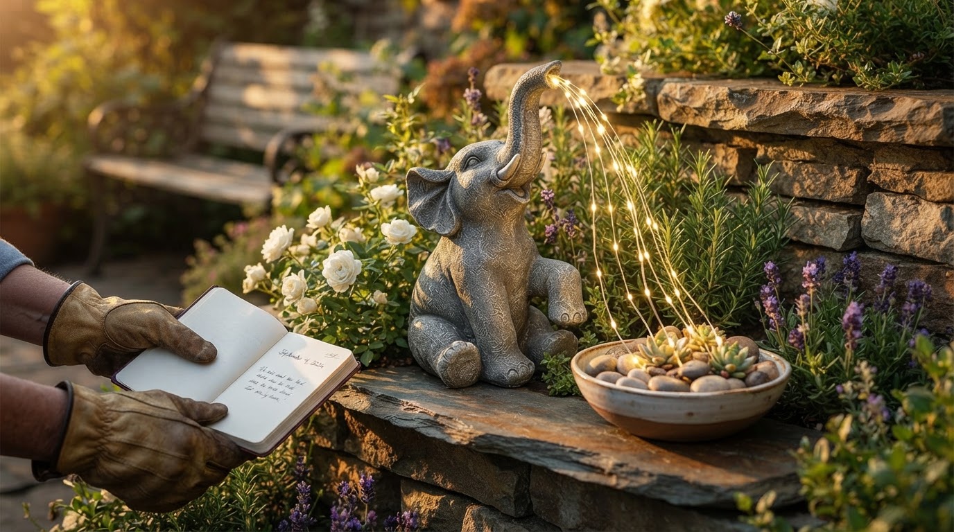 Solar Elephant Light for Memorial Garden Spaces