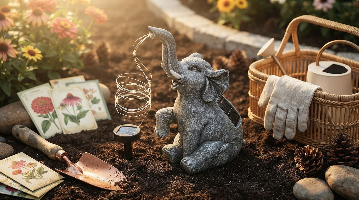 How Does a Solar Elephant Light Work in a Garden?