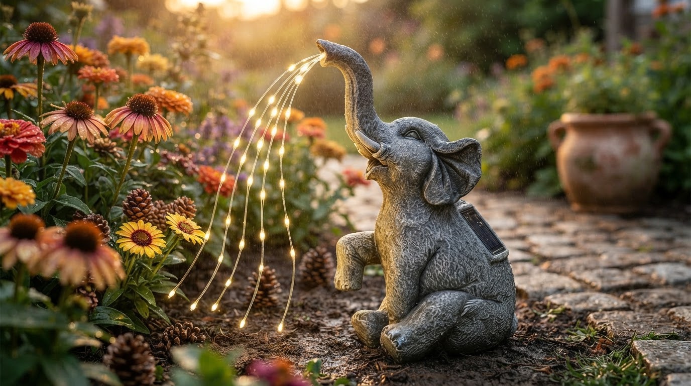 Is the Solar Elephant Light waterproof for garden use?