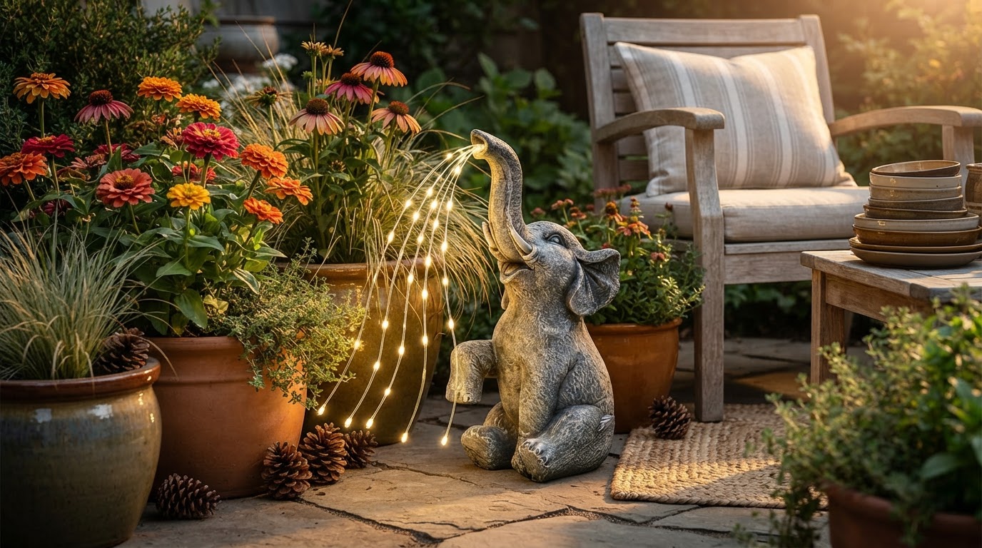 Is a large Solar Elephant Light suitable for patio use?