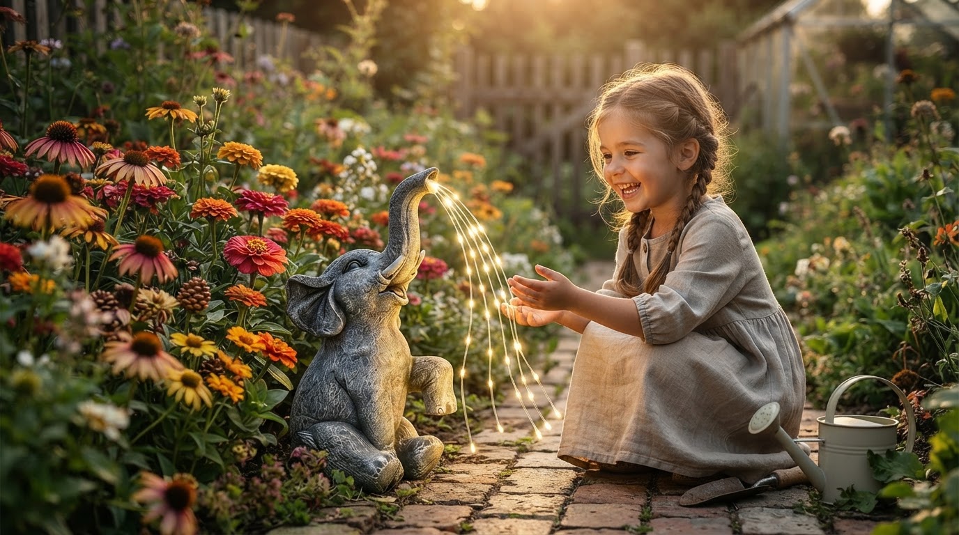 Solar Elephant Light Sizing for Garden Sculptures