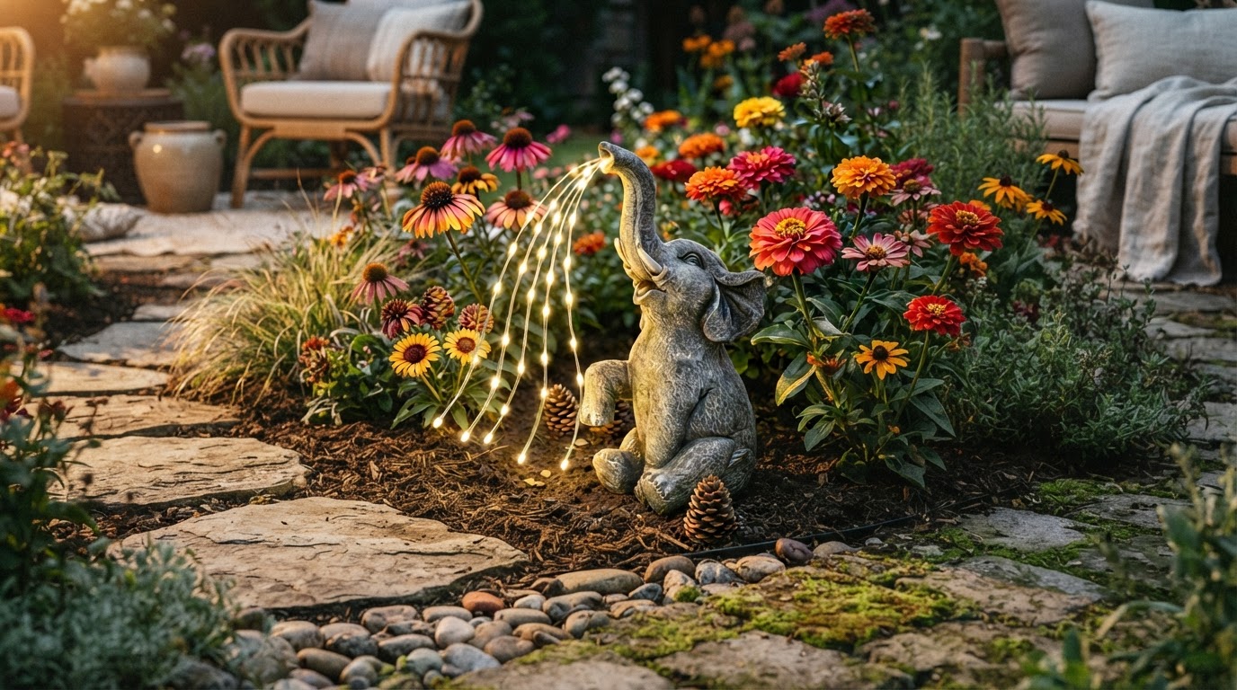 Solar Elephant Light Joins Unique Garden Decor Trends
