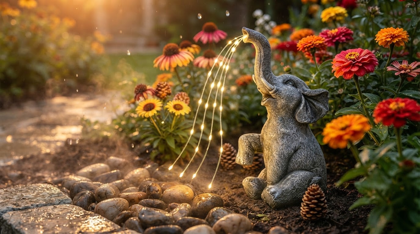 How do Solar Elephant Light fixtures handle weather?