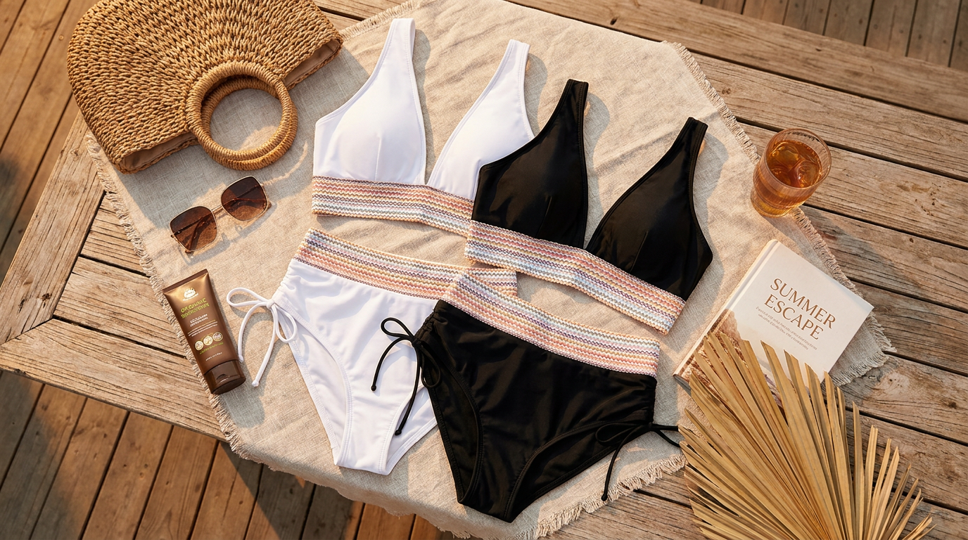 Choosing High Waisted Tummy Control Color Block Bikini Sets