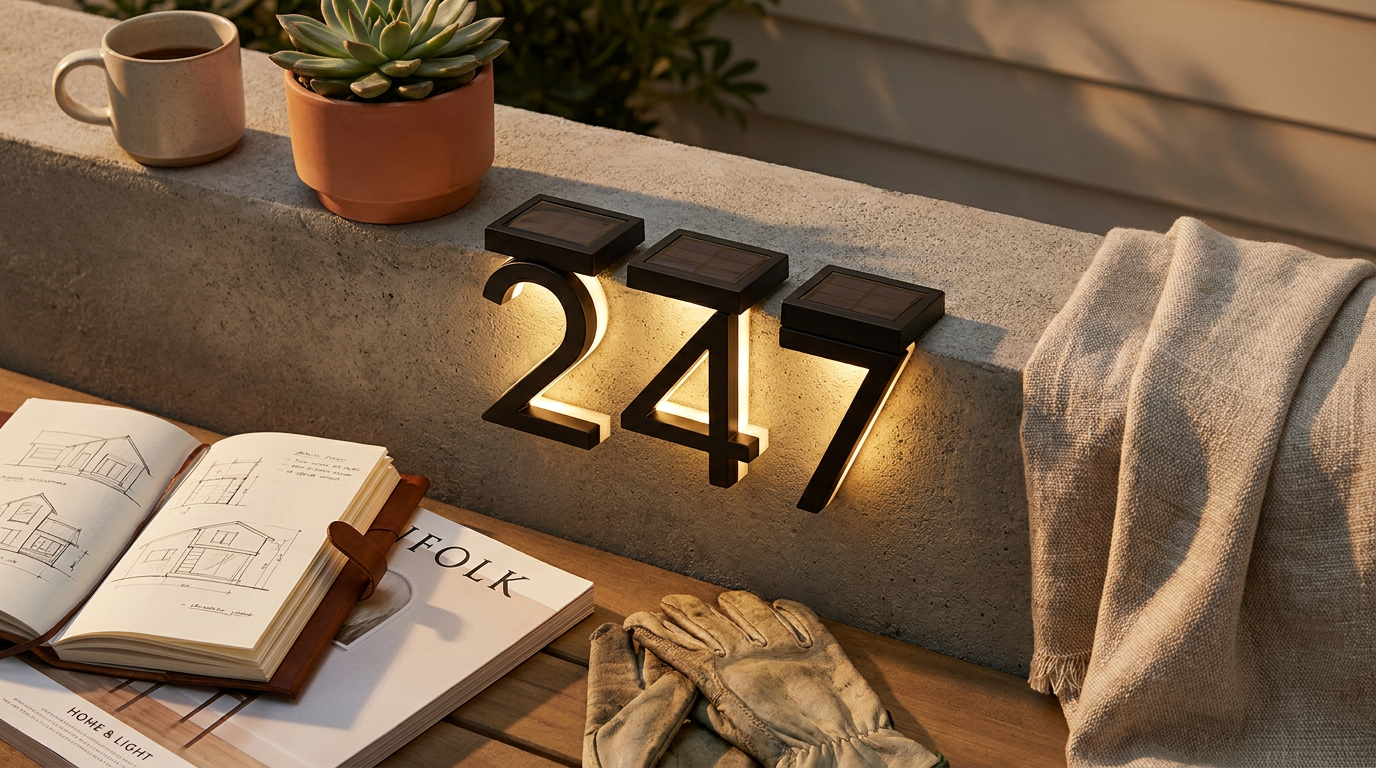 Solar Lighted House Numbers for Modern Curb Visibility