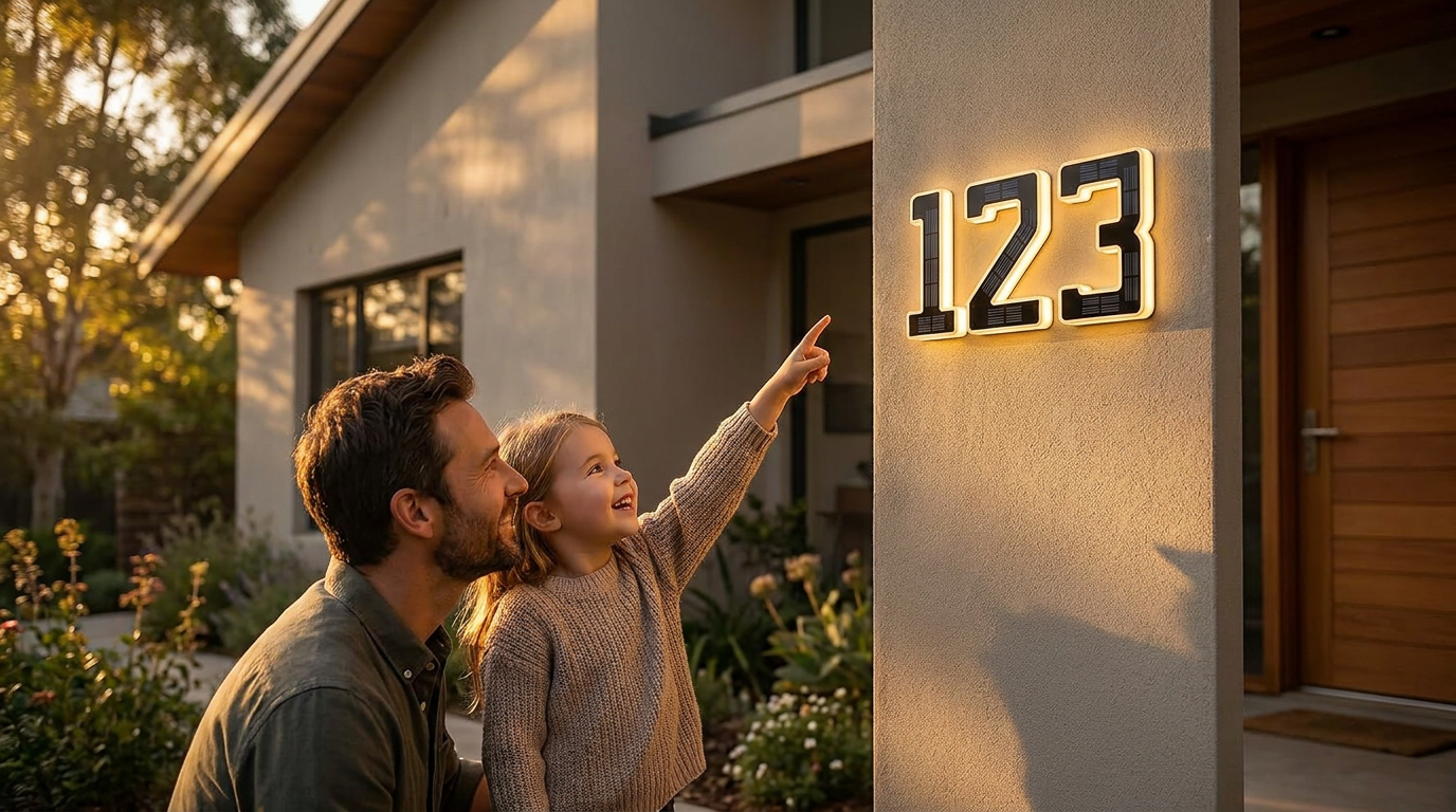 How do I install illuminated house numbers solar powered?