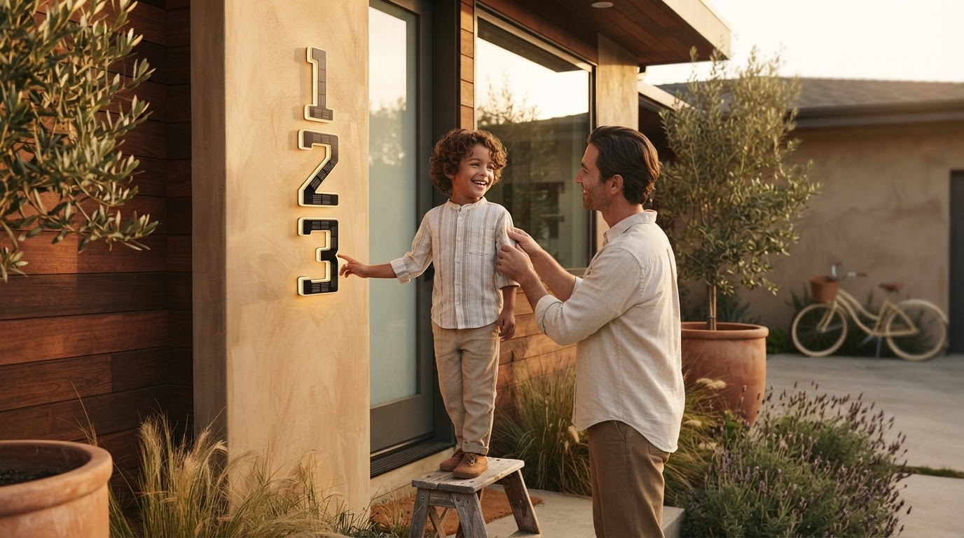 How do you install a LED solar address plaque correctly?