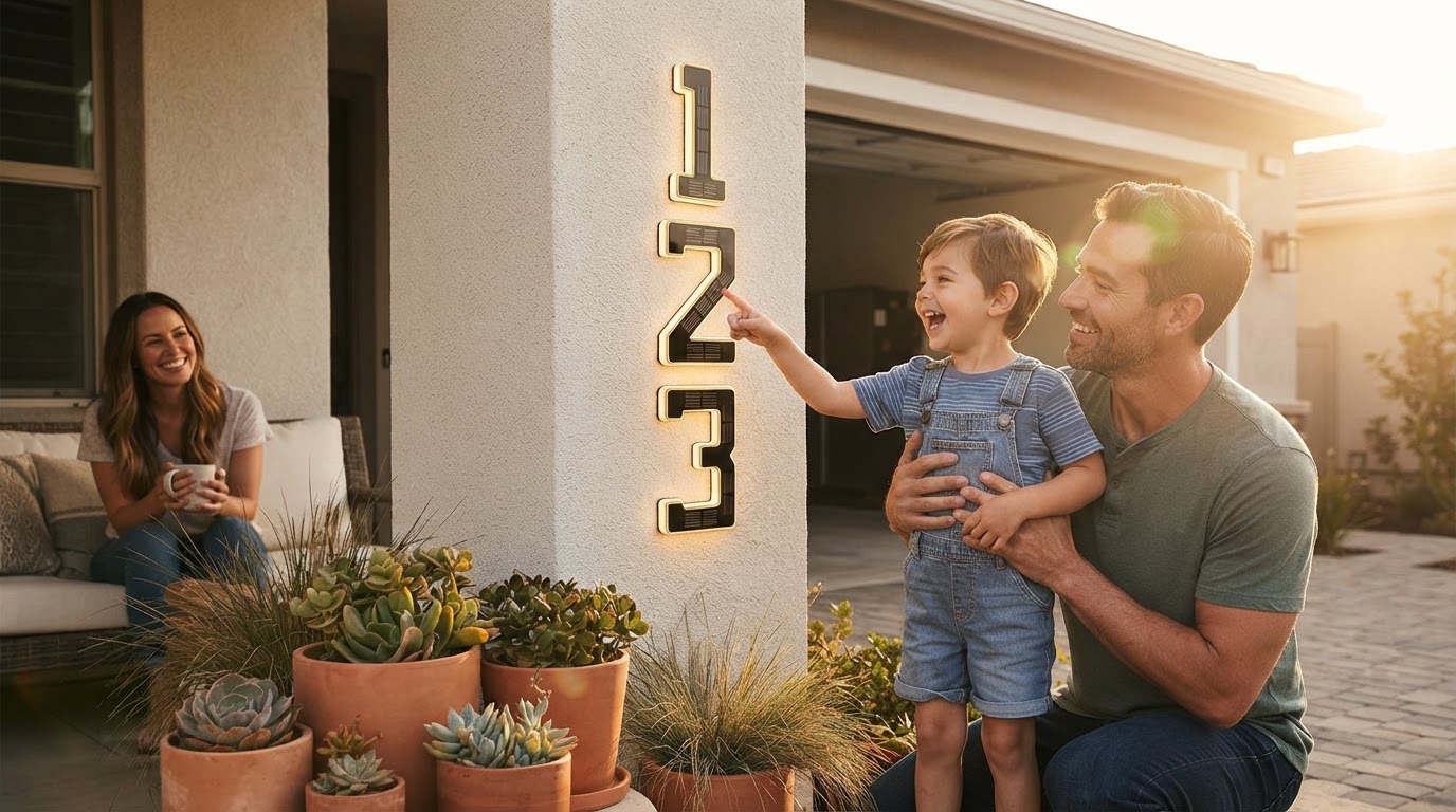 How do I install solar powered street address numbers?