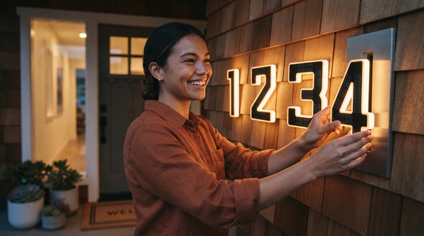 A 4-Step Setup for Solar Lighted House Numbers Outdoors