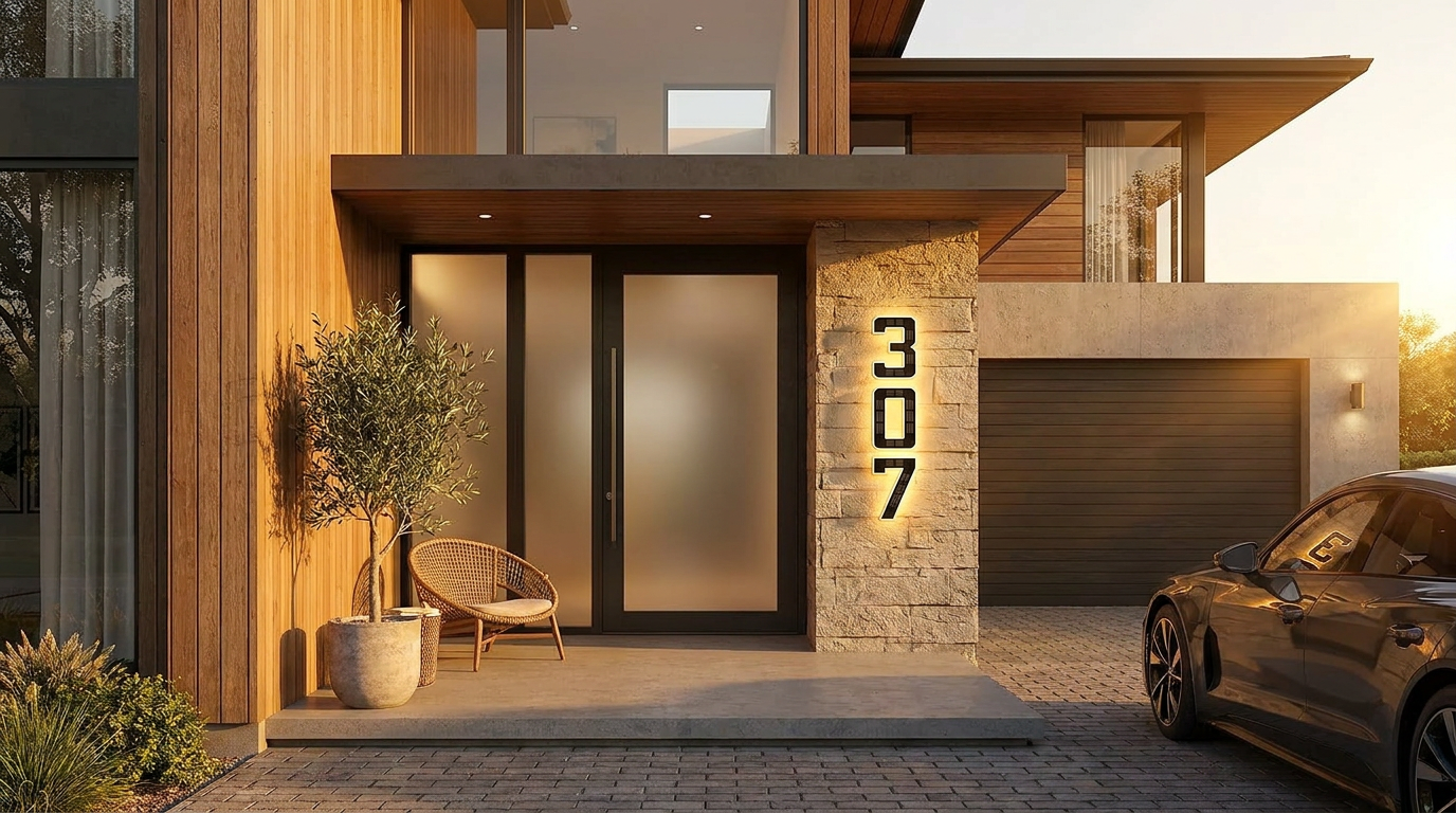 Solar Lighted House Numbers Boost Modern Curb Appeal