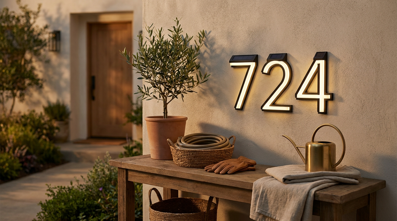 Solar Lighted House Numbers for Curb Visibility