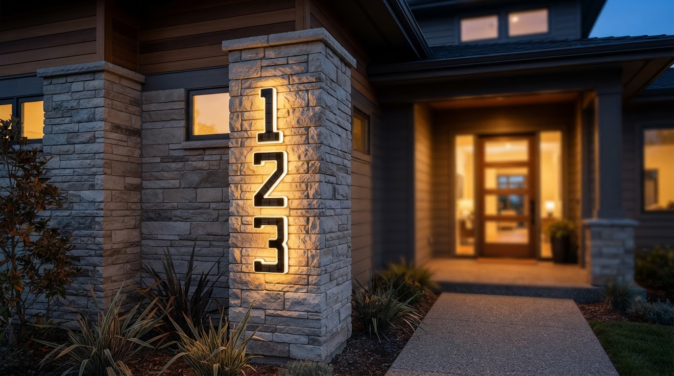 Solar Lighted House Numbers for Curb Visibility