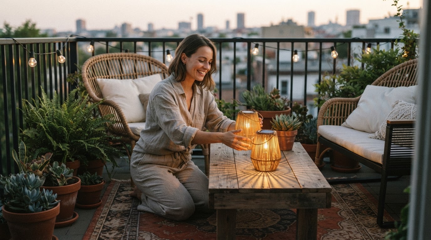 5-Step Handwoven Solar Lantern Balcony Layout