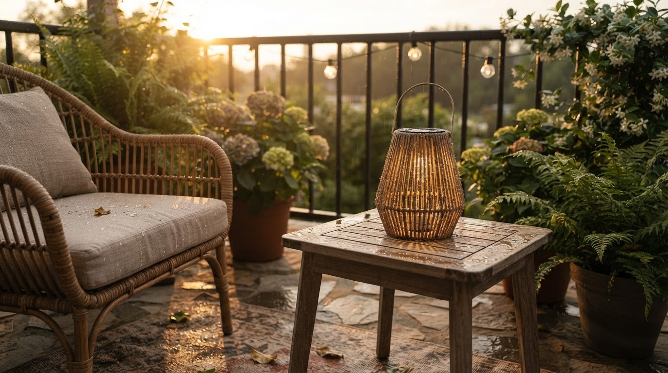 How does a Handwoven Solar Lantern handle outdoor weather?