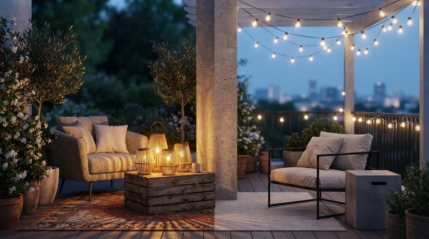Rattan Solar Lanterns vs Synthetic String Lights