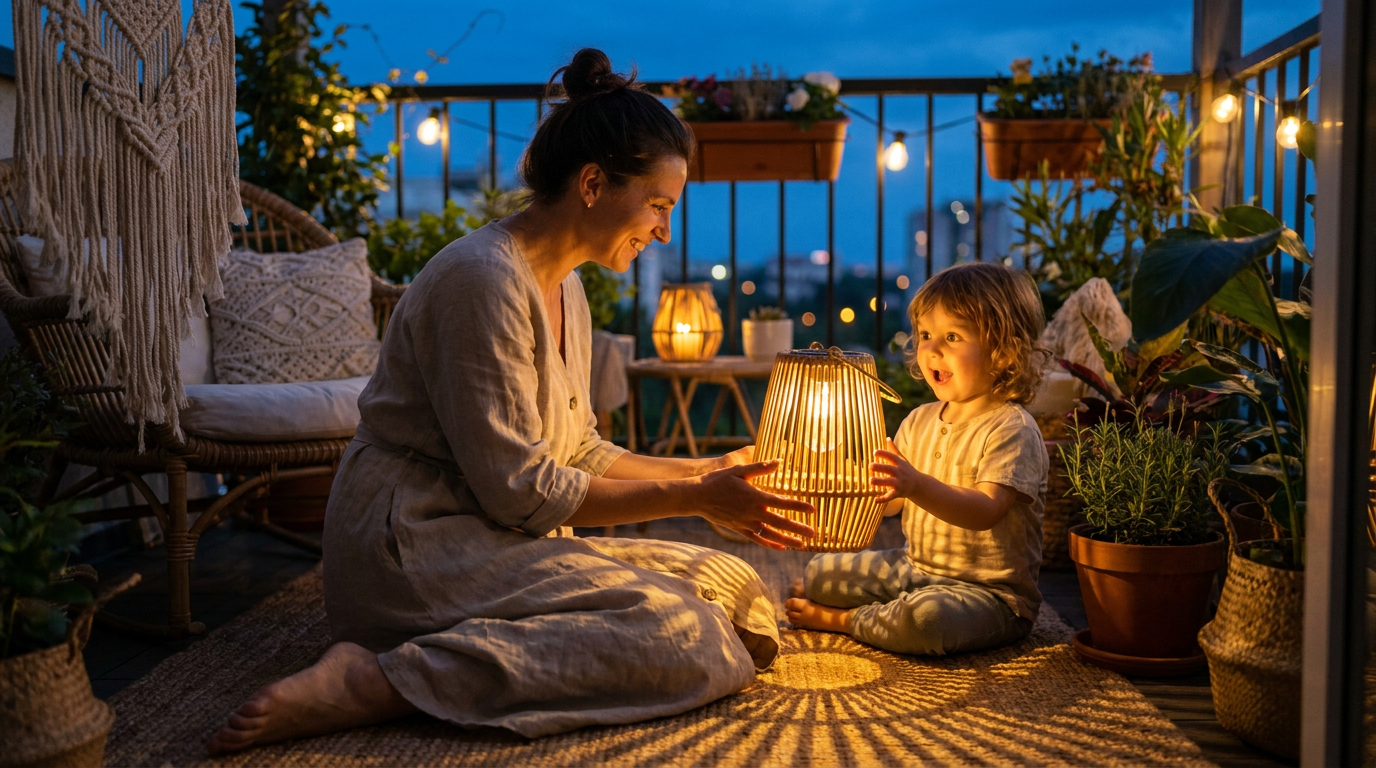 How to style a Handwoven Solar Lantern for boho balconies?