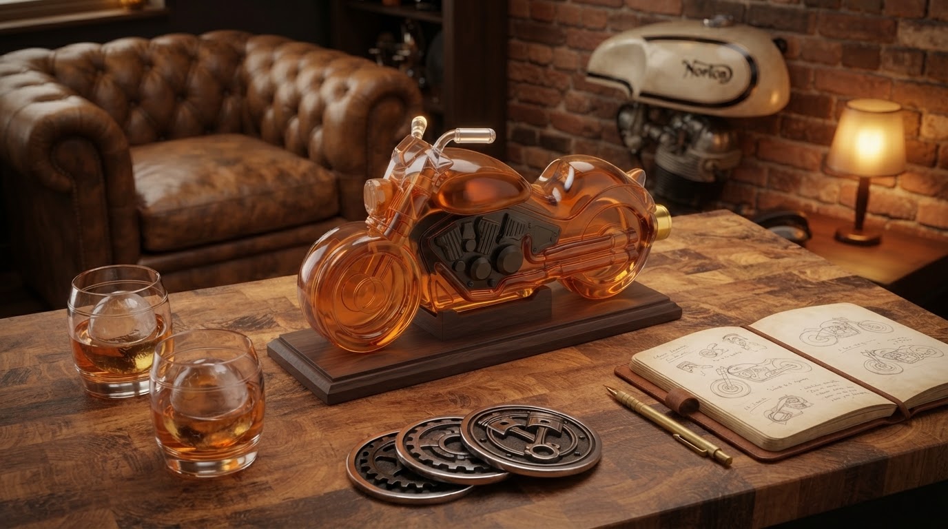 Elevating Man Cave Motorcycle Decor with Themed Glassware