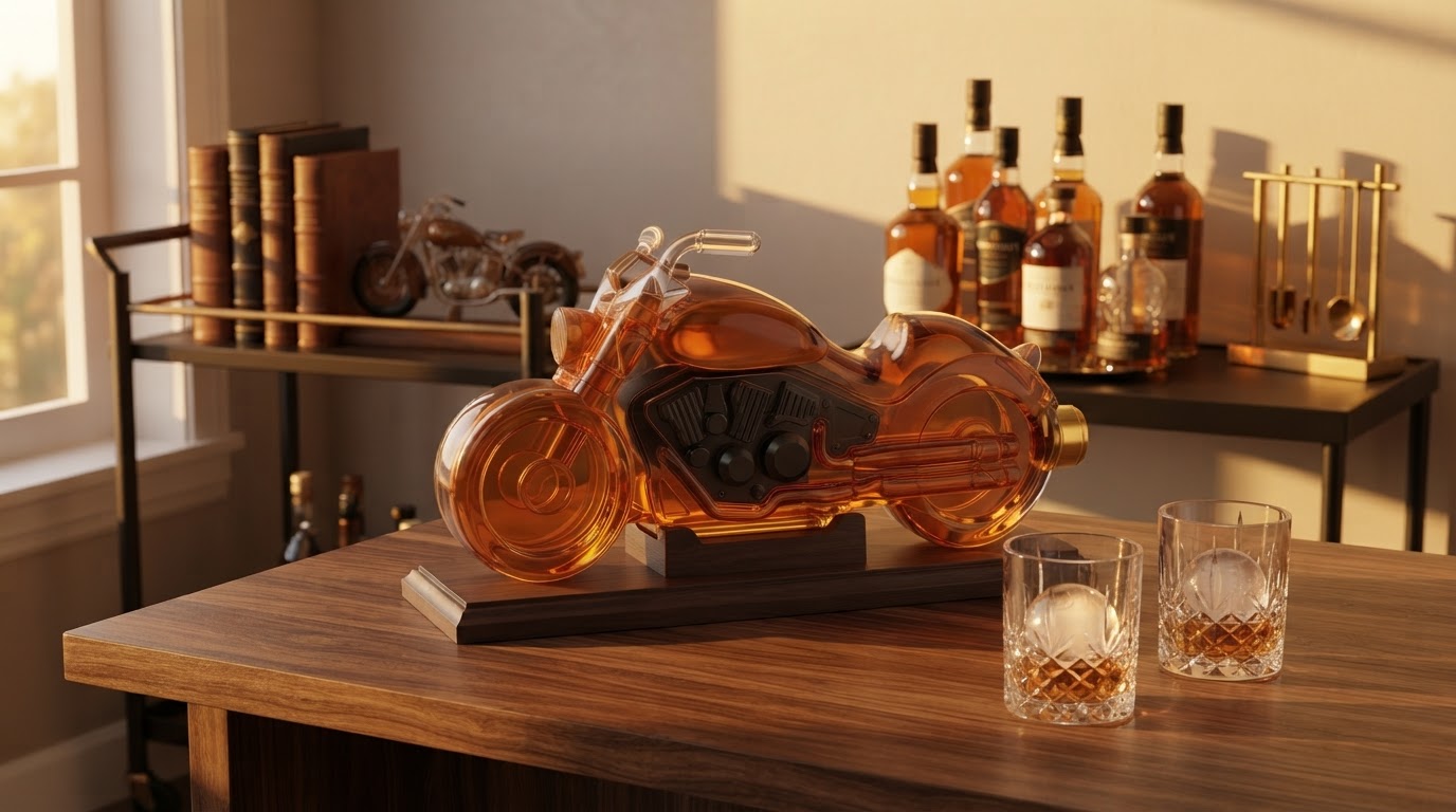 Motorcycle Engine Decanter Performance for Home Bars