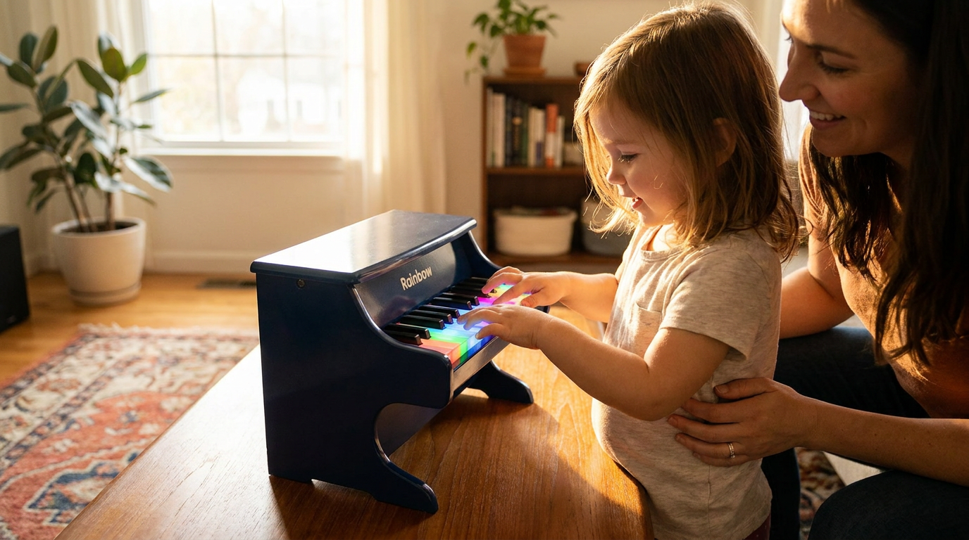 Learning Songs with Rainbow Mini Piano Light Up Keys