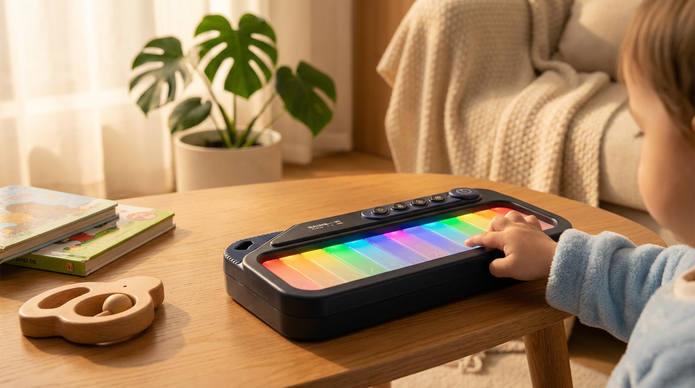 How do Rainbow Mini Piano light up keys assist learning?