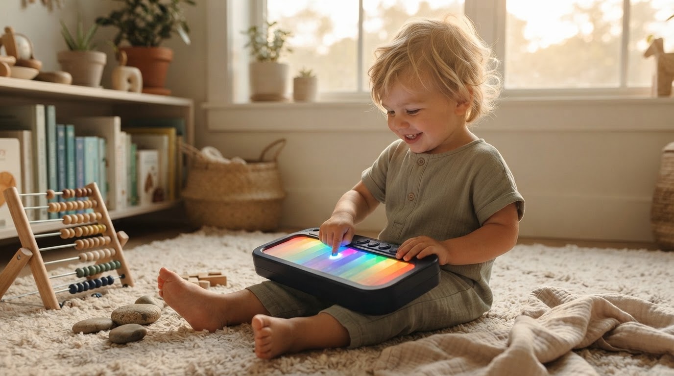 How does Rainbow Mini Piano support sensory play?