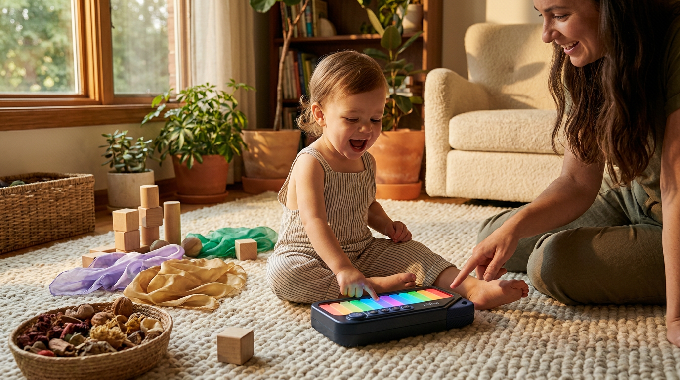 Integrating Rainbow Mini Piano into Sensory Play