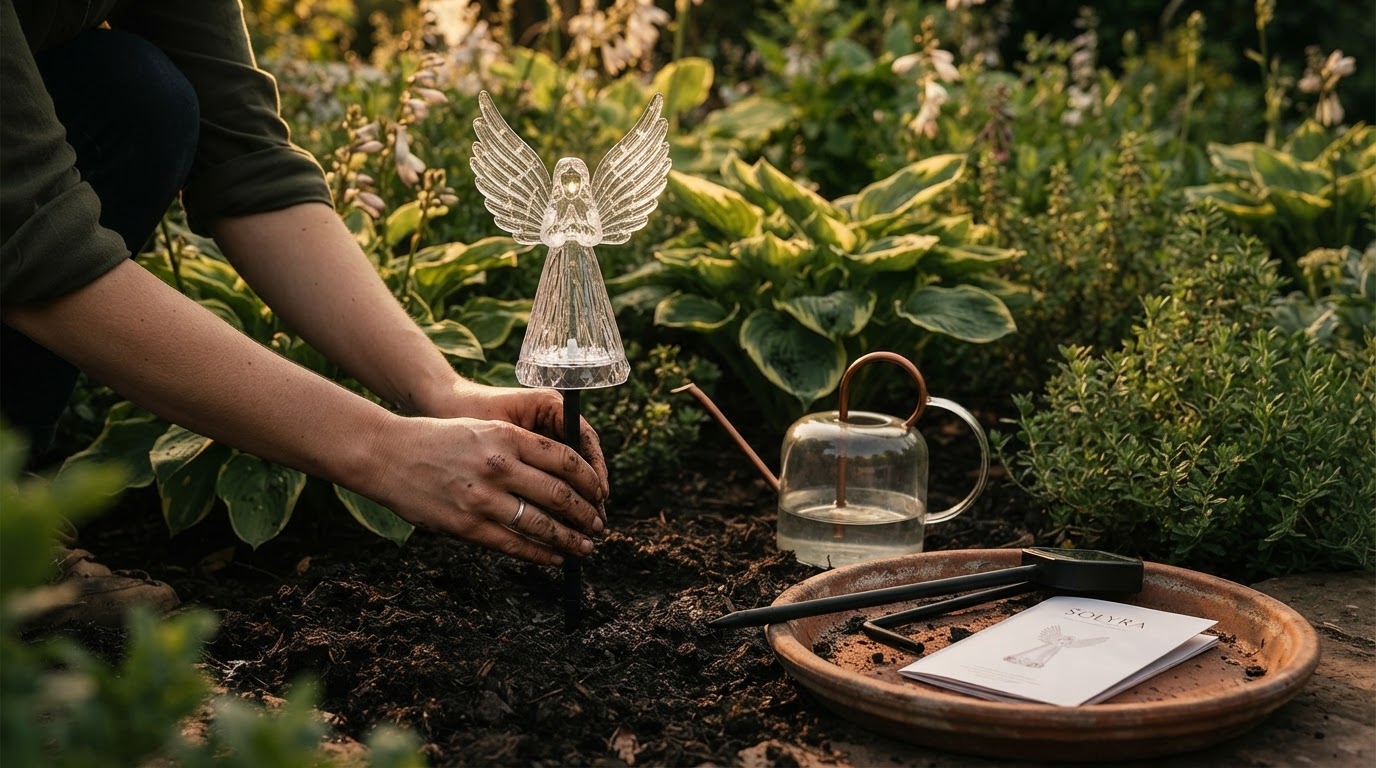 How do I install Solyra Garden Angels solar stakes?