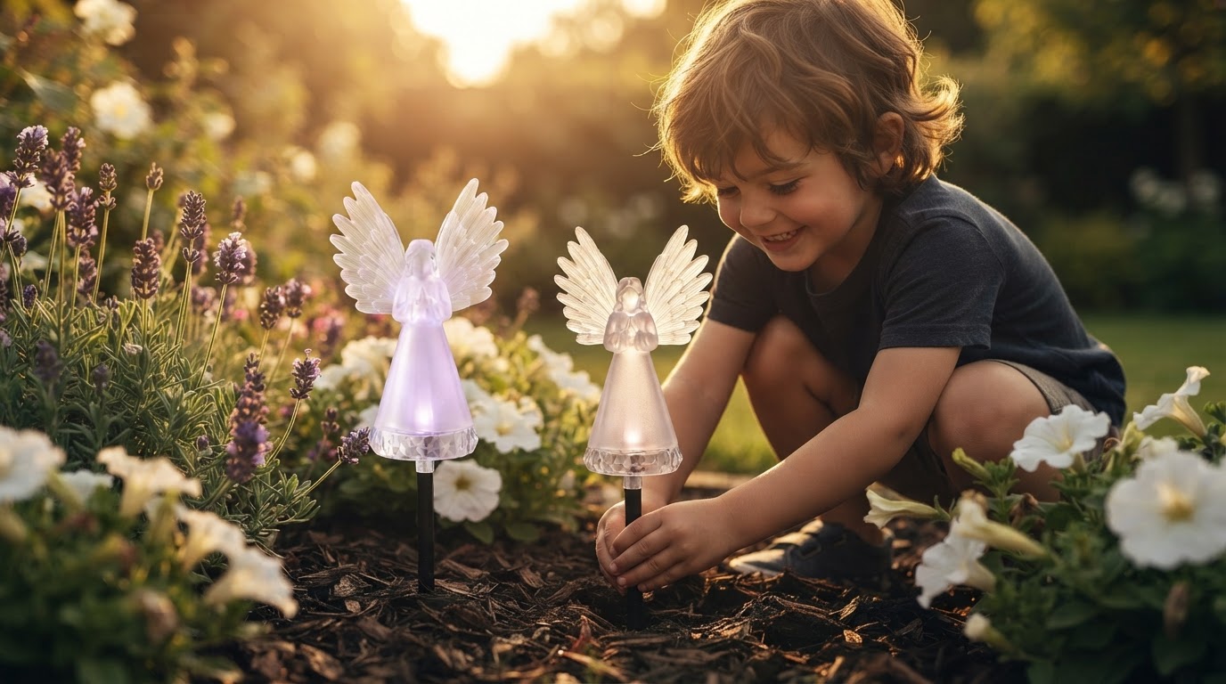 How do I install Solyra Garden Angels outdoor decor?
