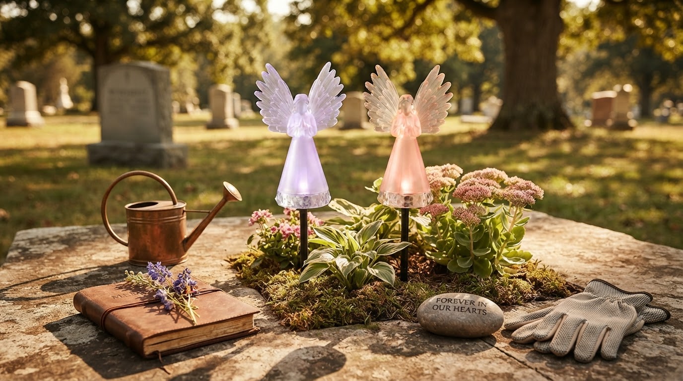 Solyra Garden Angels for Cemetery Gravesite Illumination