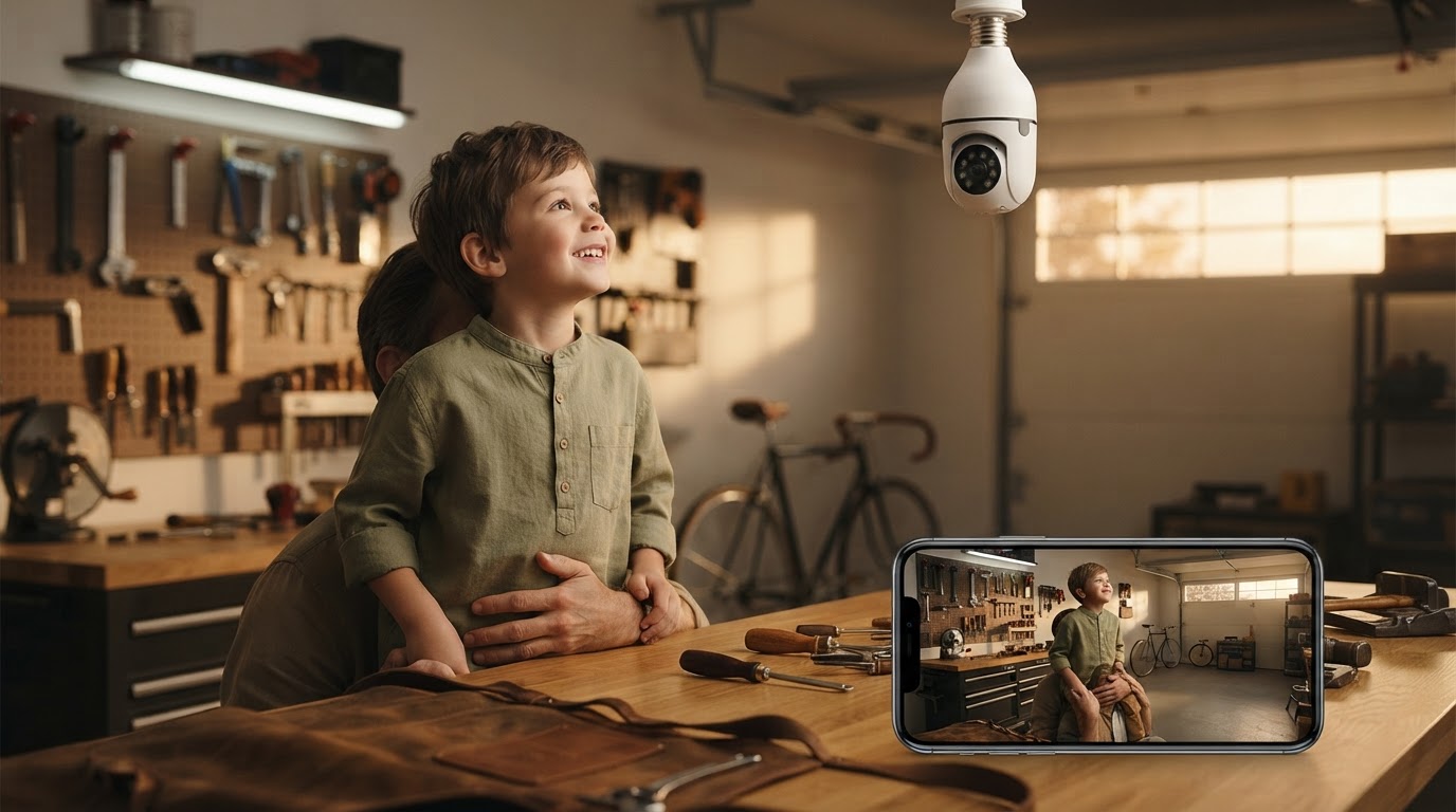 Installing Bulb Security Camera in Garage E27 Sockets